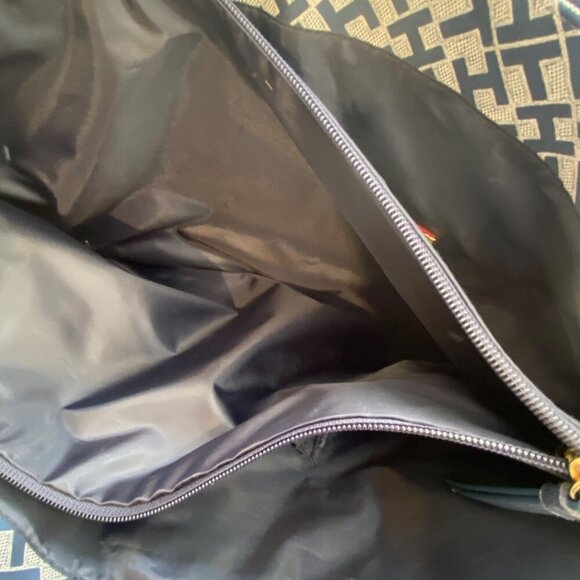 Tommy Hilfiger Navy &White Geometric Tote Bag/purse vegan Leather monogram large - Picture 8 of 13